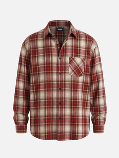Simon | Herren Kariertes Heritage Flanell Hemd in Rot