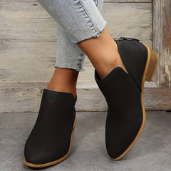 Damen Winter Wildleder Stiefeletten mit Slip-On-Design in Schwarz