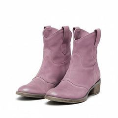 Sadie | Gepolstert Runde Spitze Cowboy-Stiefeletten in Rosa