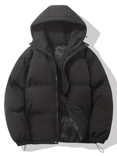Trendige Puffer Kapuzenjacke in Schwarz