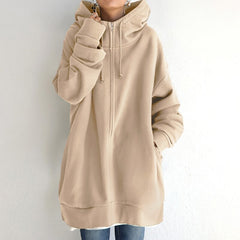 Kuscheliger Winter-Kapuzenpullover in Übergröße - Cassandra in Beige