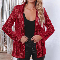 Deitra - Eleganter Blazer-Anzug mit funkelnden Pailletten in Großes Rot