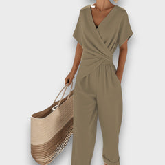 Celira – 2-teiliges Set im Jumpsuit-Stil mit Wickeloptik in Khaki