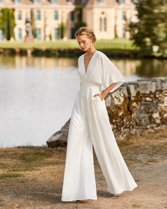 Melanie | Lässiger Jumpsuit mit weiten Beinen in Weiß