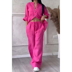 Kelen™ | Urban Stilvolles Hemd und Hosen-Set in Rosa Rot