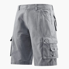 Herren Sommer Cargo-Shorts mit elastischem Bund und Taschen in Hellgrau