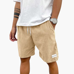 Herren Sommer Shorts mit Kordelzug und Cordstruktur in Khaki