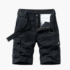 Herren Cargoshorts mit Taschen und Gürtel für den Sommer in Schwarz