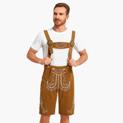 Lederhose mit Hosenträgern für Herren - Oktoberfest 2025 in Hellbraun