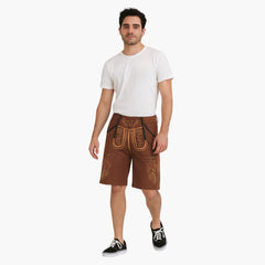 Traditionelle kurze Lederhose für Herren - Oktoberfest 2025 in Braun