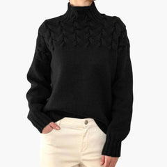 Rollkragen Strickpullover für Damen in Schwarz