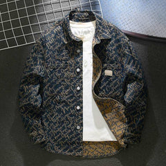 Godfrey – Jeansjacke mit Bibelvers in Abstract