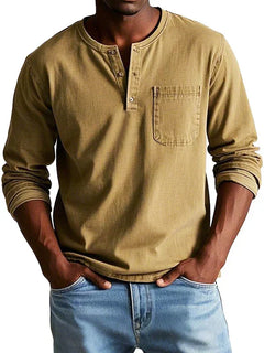 Philipp | Herren Lässiges Henley Shirt in Khaki