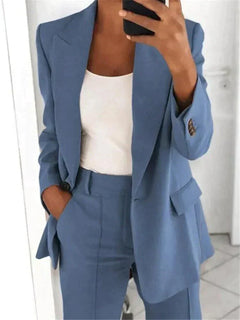 Kelly - Elegantes Business-Set [Blazer+Hose] in Hellblau