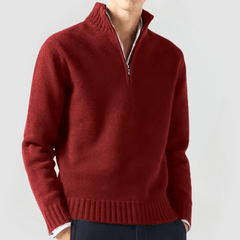 VENHUES - STRICKPULLOVER MIT REISSVERSCHLUSS in Rotwein