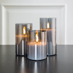 Zenith - Dreiteiliges Kerzenset in Grau