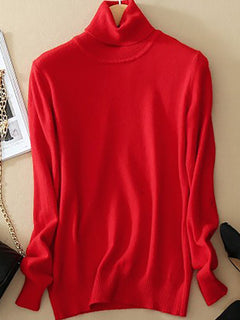 Klassischer Damen Rollkragenpullover in Rot