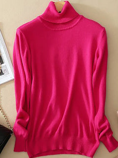 Klassischer Damen Rollkragenpullover in Rosa