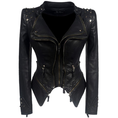 Schwarze Bikerjacke für Damen | Schlanke Passform