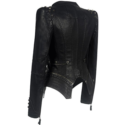 Schwarze Bikerjacke für Damen | Schlanke Passform