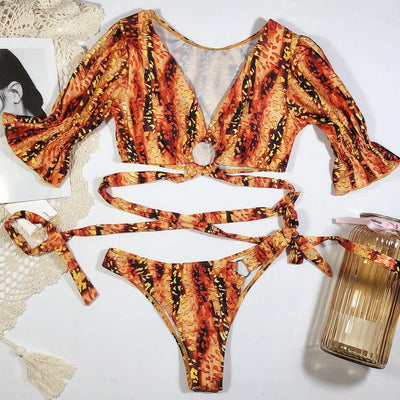 Isidora® | Bedruckter Bikini mit Puffärmeln
