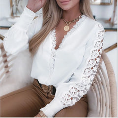 Hazel | Elegante weiße Damenbluse in Weiß