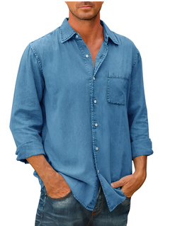 Grant - Herren-Denim-Hemd in Blau