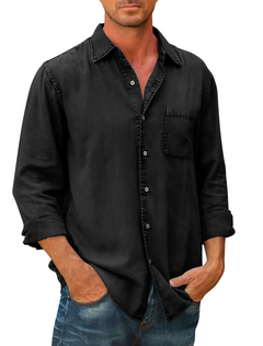 Grant - Herren-Denim-Hemd in Schwarz