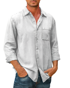 Grant - Herren-Denim-Hemd in Weiß