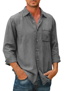 Grant - Herren-Denim-Hemd in Grau