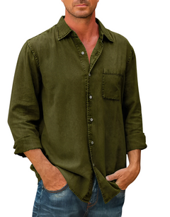 Grant - Herren-Denim-Hemd in Grün