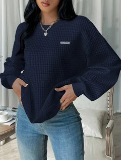 2023 Winter-Waffel-Sweatshirt in tiefblau