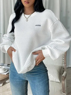 2023 Winter-Waffel-Sweatshirt in Weiß