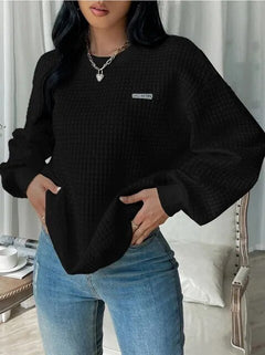2023 Winter-Waffel-Sweatshirt in Schwarz