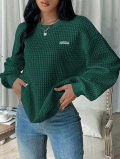 2023 Winter-Waffel-Sweatshirt in Dunkelgrün