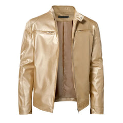 Stilvolle Biker Herren Lederjacke in Goldene