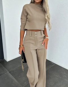Vera® | Elegantes, bequemes und stylisches Herbsthosen-Set für Damen in Khaki