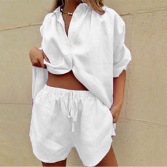 Monique™ | Elegantes Blusen- und Shorts-Set in Weiß
