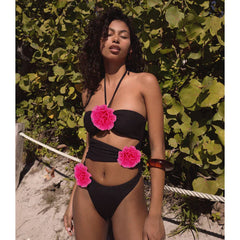 Constanza® | Badeanzug mit Rosa in Schwarz