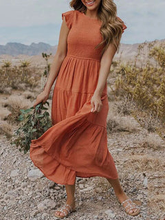Leana - Kleid - Geraffte Büste in Orange
