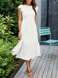 Leana - Kleid - Geraffte Büste in Weiß