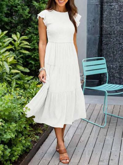 Gesmoktes Rüschen Sommerkleid für Damen