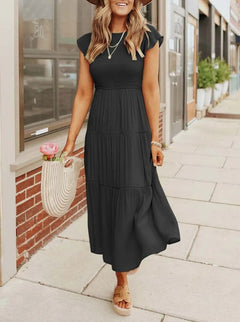 Leana - Kleid - Geraffte Büste in Schwarz