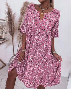 Annalena - Kleid - Blumenmuster in Rosa