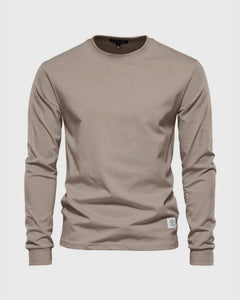 Eric | Herren Casual Slim Fit Langarm T-Shirt in Khaki