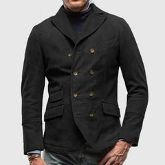 Zweireihiger Vintage-Blazer für Männer in Schwarz