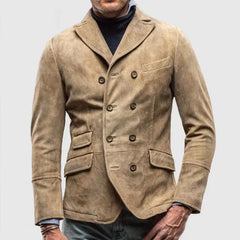 Zweireihiger Vintage-Blazer für Männer in Khaki