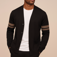 Tobias | Herren Taillierte Passform Strickjacke Pullover in Schwarz