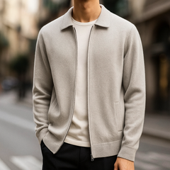 Quinton – Kaschmir Strickjacke Mit Reißverschluss in Beige
