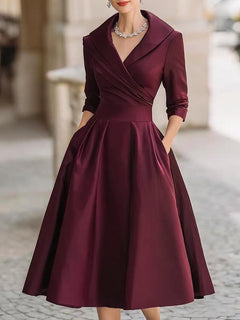 Lea™ - Elegantes Midikleid in Bordeaux
